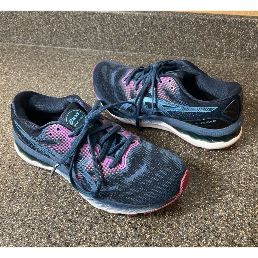 Asics Gel Nimbus 23 Womens Size 10 Blue Purple Running Sneaker Shoes Lace Up Low